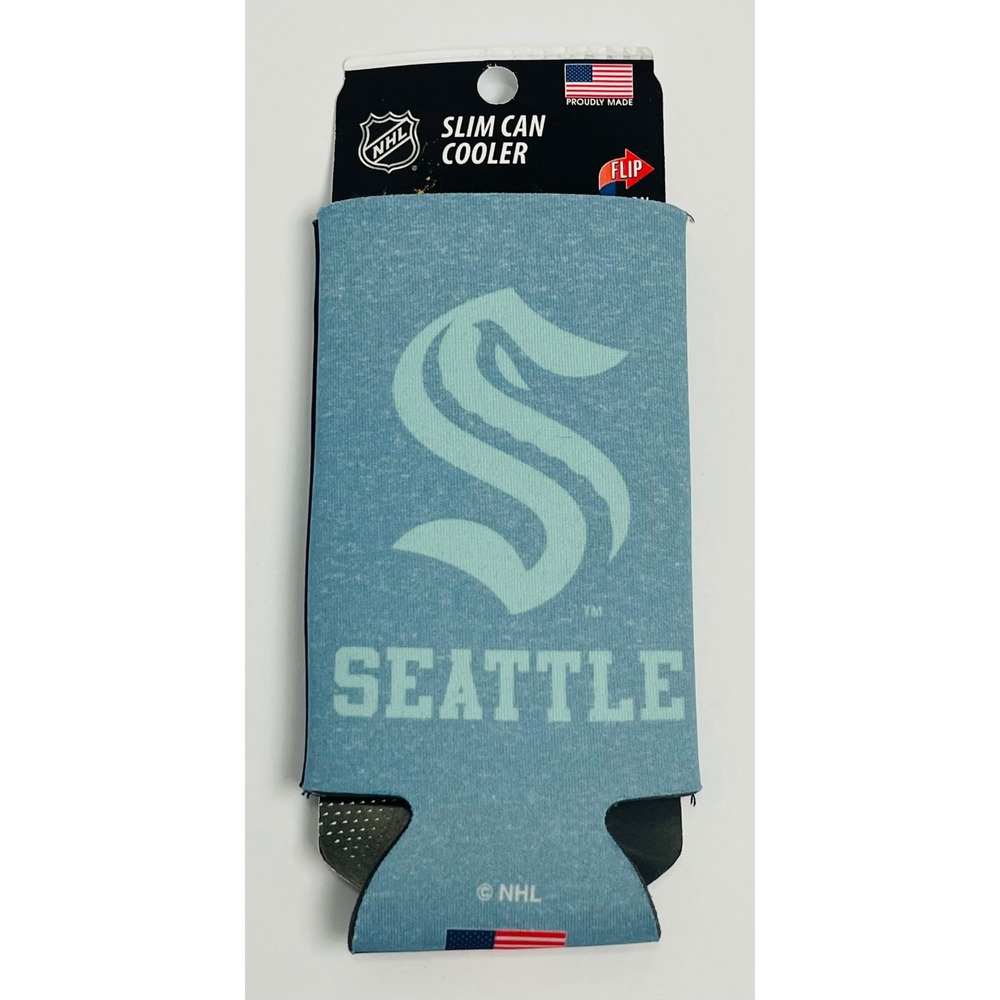 NHL Seattle Kraken Slim Can Cooler Koozie WinCraft 12oz Reversible Blue New